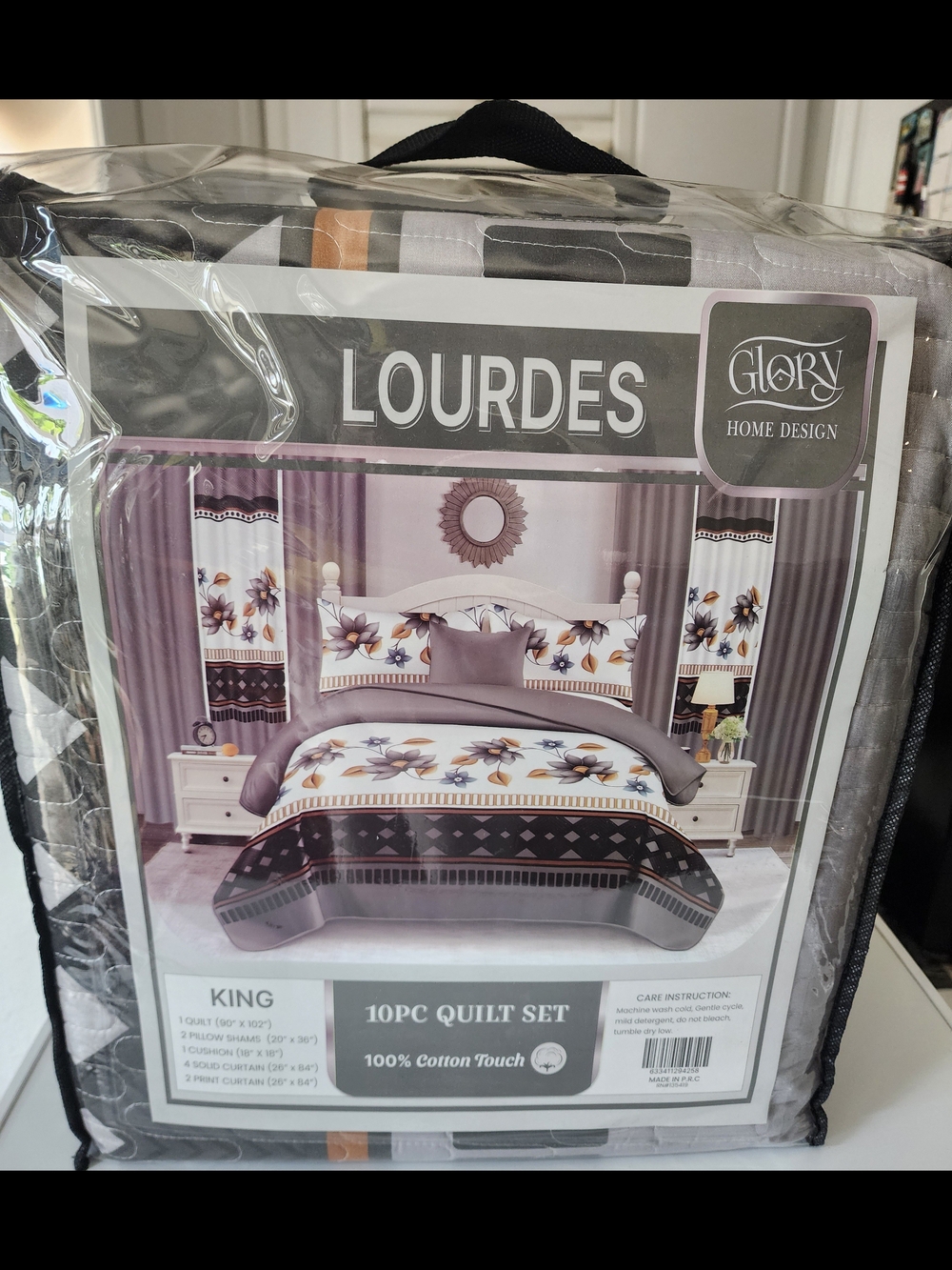 Lourdes King 10pc Quilt Set - Floral